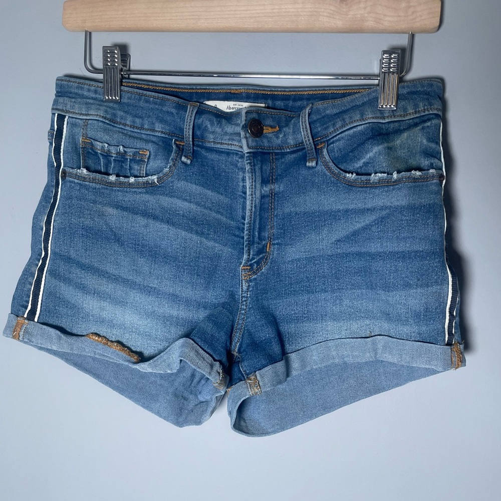 Abercrombie 8 Shorts Jean Denim Blue Summer Vacation Stretch 29W A&F Fitch Pants